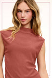 HCT7705-Stretchy Crinkled Fabric Sleeveless Top