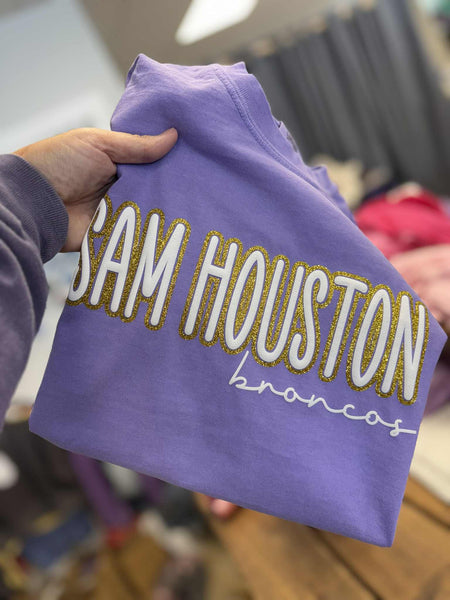 Glitter Puff School Name and Mascot Tees