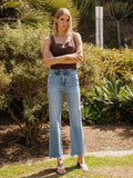 HIGH RISE DISTRESSED HEM SLIM WIDE JEANS LV1998