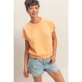 Crew Neck Short Dolman Sleeve Top