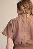 Mock Neck Suede Look Brush Top