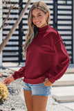 Oversize Drop Shoulder Reversible Mock Neck Sweatshirt