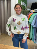 Pre-Order Sequin Mock Neck Reversible Wear Mardi Gras Sweatshirt