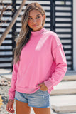 Oversize Drop Shoulder Reversible Mock Neck Sweatshirt