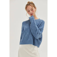Long Sleeve Square Texture Sweater