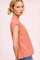 HCT7705-Stretchy Crinkled Fabric Sleeveless Top
