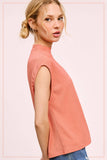 HCT7705-Stretchy Crinkled Fabric Sleeveless Top