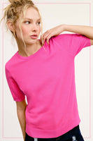 Puffy Sleeve Basic Stretchy Knit Top