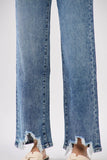 HIGH RISE SLIM WIDE LEG W/ DESTROYED HEM JEANS