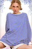 Oversized Striped Long Sleeve Pullover Top
