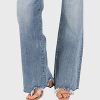 HIGH RISE STRETCH VINTAGE FLARE W/ FRAYED HEM