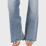 HIGH RISE STRETCH VINTAGE FLARE W/ FRAYED HEM