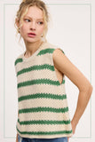 MCS3584-Classic Chunky Striped Sleeveless Sweater Top