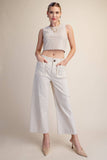 Colette Cropped Scallop Pocket Detail Wide-Leg Pants