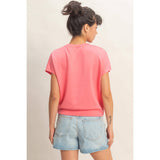Crew Neck Short Dolman Sleeve Top