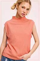 HCT7705-Stretchy Crinkled Fabric Sleeveless Top
