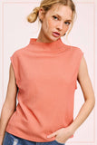 HCT7705-Stretchy Crinkled Fabric Sleeveless Top