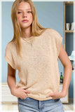 JCS3598-Loose Fit Sleeveless Ribbed Knit Crew Neck Top