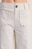 Colette Cropped Scallop Pocket Detail Wide-Leg Pants