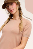 Puffy Sleeve Basic Stretchy Knit Top