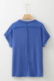 Solid Textured Exposed Seam Casual T-shirt | S-XL