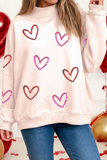LDC Sequin Heart Valentines Day Mock Neck Sweatshirt