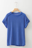 Solid Textured Exposed Seam Casual T-shirt | S-XL