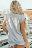 Solid Color High Neck Cap Sleeve Loose Top S-4X