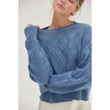 Long Sleeve Square Texture Sweater