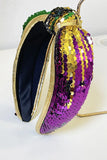 LDC Mardi Gras Sequined Knotted Wide Headband