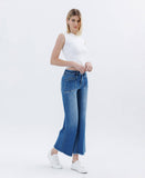 HIGH RISE RAW HEM ANKLE WIDE LEG JEANS LV1683