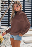 Oversize Drop Shoulder Reversible Mock Neck Sweatshirt