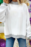 Sequin Mock Neck Reversible Wear Mardi Gras Sweatshirt
