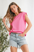 Bonbon Braided Cap Sleeve Crew Neck T Shirt | S-XL