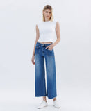 HIGH RISE RAW HEM ANKLE WIDE LEG JEANS LV1683