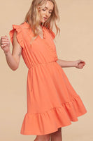 Ruffle Hem Surplice Sleeveless Crepe Midi Dress with Pockets