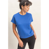 Crew Neck Short Dolman Sleeve Top