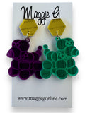 Mardi Gras Bead Dog Earrings Acrylic Earrings