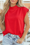 Solid Color High Neck Cap Sleeve Loose Top S-4X