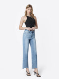 HIGH RISE DISTRESSED HEM SLIM WIDE JEANS LV1998