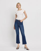 TUMMY CONTROL HIGH RISE RAW HEM KICK FLARE JEANS