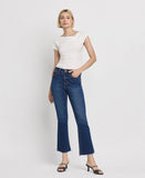 TUMMY CONTROL HIGH RISE RAW HEM KICK FLARE JEANS