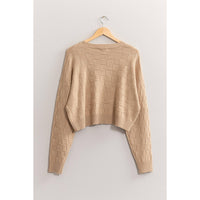 Long Sleeve Square Texture Sweater