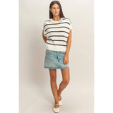 Striped Crew Neck Knit Top