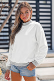 Oversize Drop Shoulder Reversible Mock Neck Sweatshirt