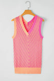Women Strawberry Contrast Chevron Knit Sweater Vest