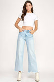 HIGH RISE WIDE LEG W/ DESTROYED HEM JEANS
