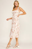 ROMANTIC FLORAL TIE STRAP MIDI DRESS