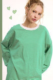 Oversized Striped Long Sleeve Pullover Top