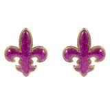 Sequin Mardi Gras Fleur de Lis Stud Earrings